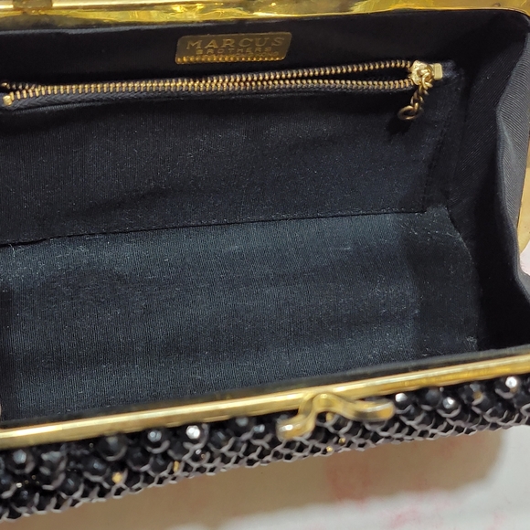 Marcus Brothers Black Beaded Structure Handbag Purse Made in Hong Kong - Picture 4 of 5